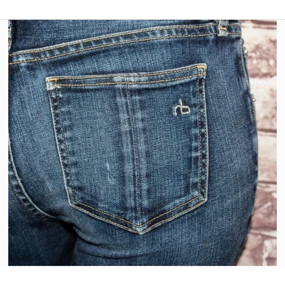 Rag & Bone Jeans Women 24 Blue Denim Cotton Lamb Leather  @h4 - Picture 1 of 11